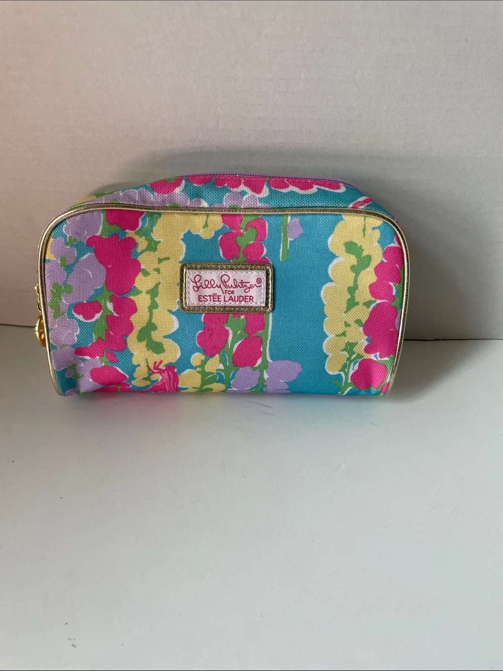 Lilly Pulitizer /Estee Lauder Blue Floral Cosmetic Pouch
